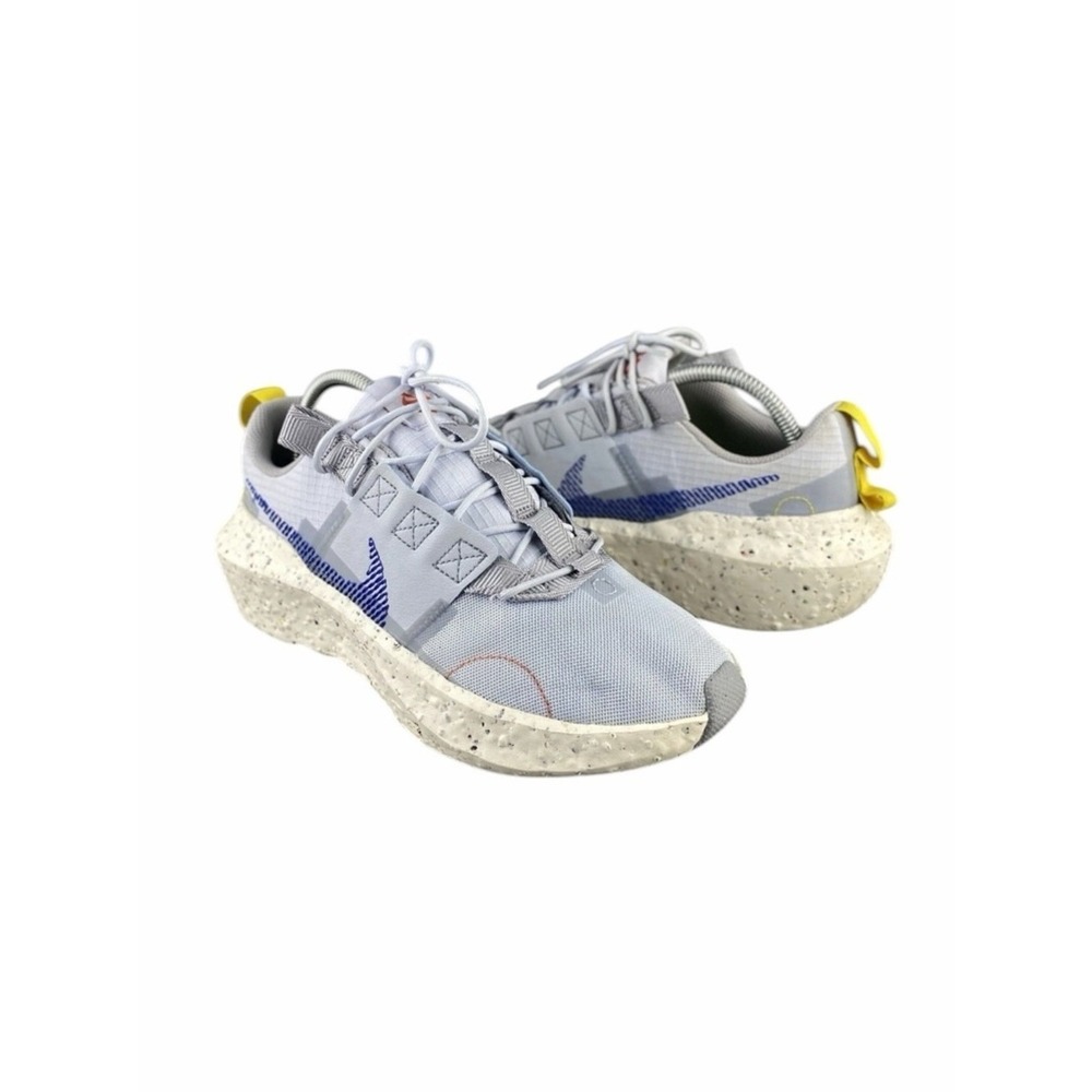 Nike Men's Light Blue Sneakers with Purple Swoosh and Yellow Heel Tab